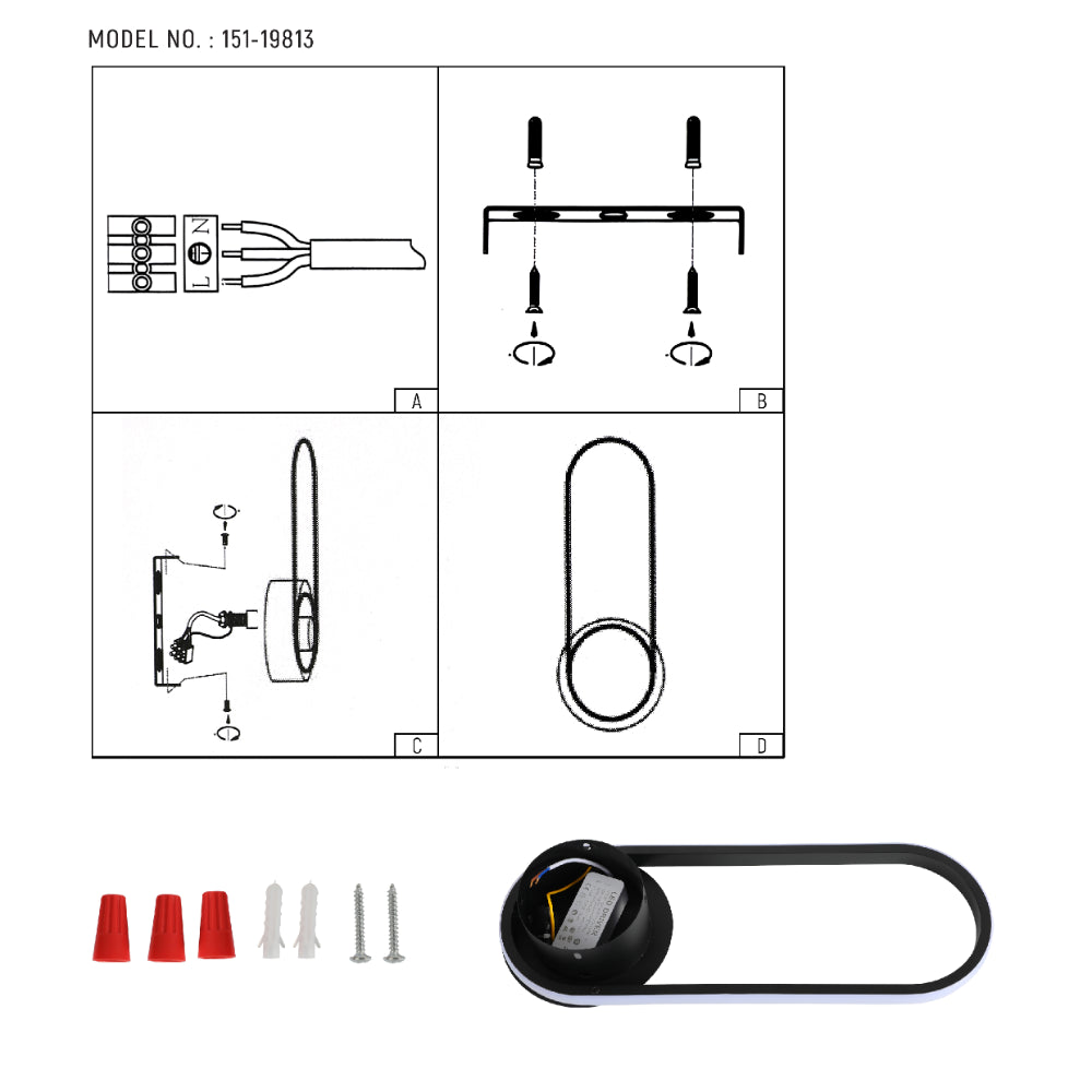 Ellipse Ambient LED Wall Sconce Black 3000K 24W 8