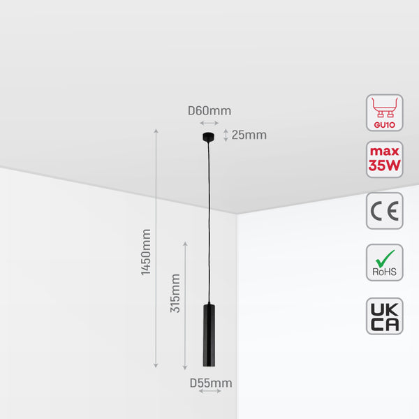Faceted Pendant Downlight GU10, Pendant Downlight, TEKLED 10