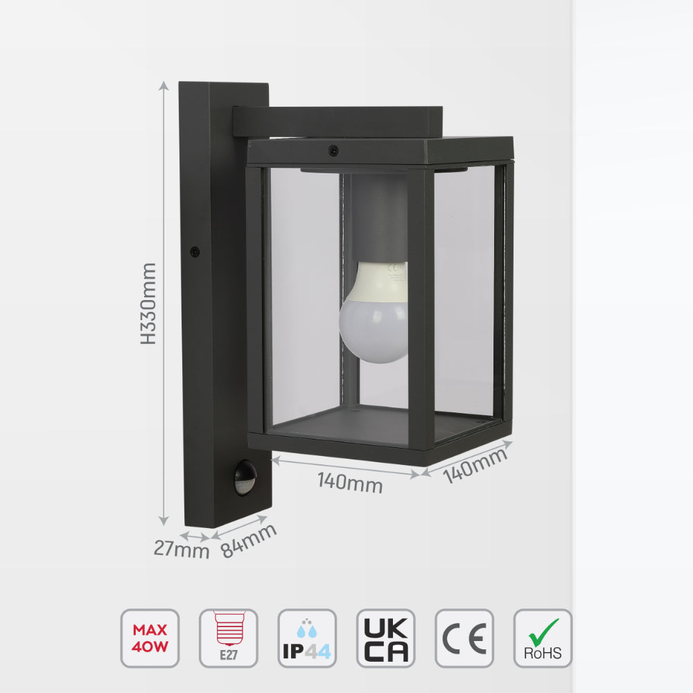 Ferda Outdoor Lantern Wall Light E27 Dark Grey 10