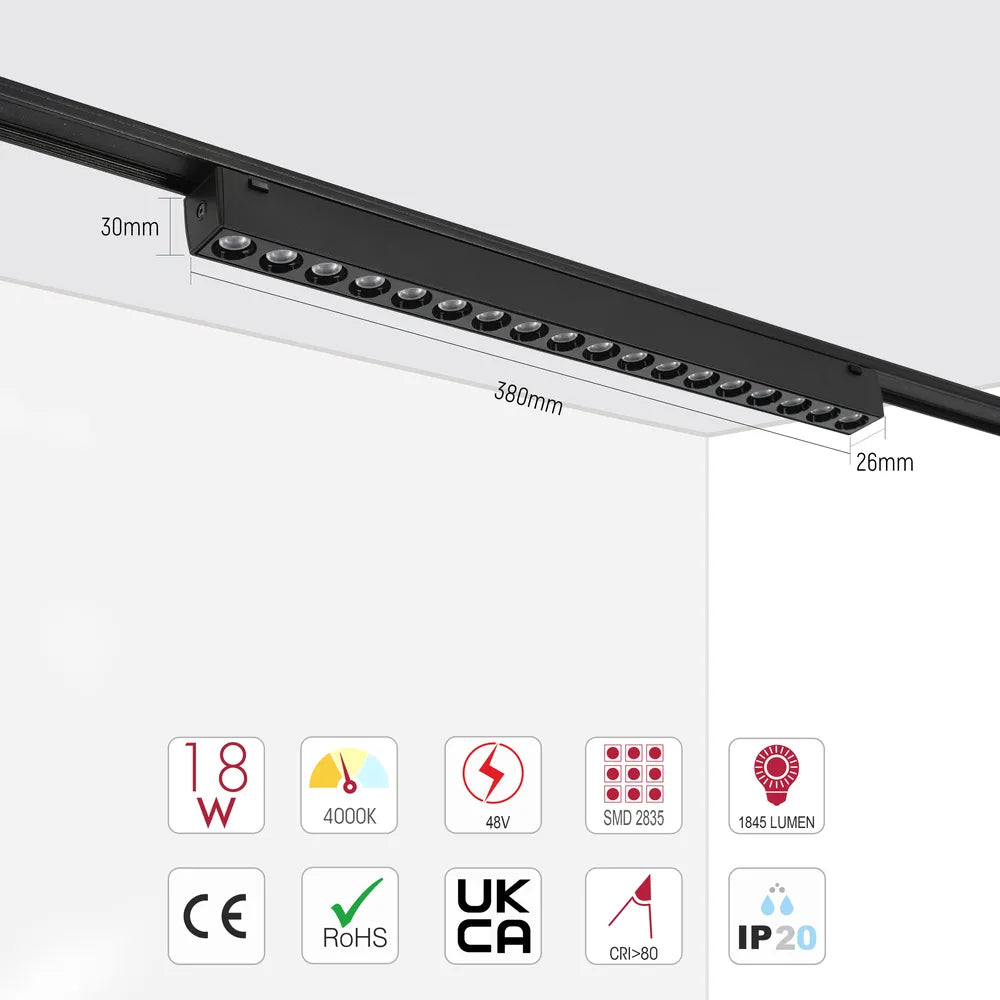 Size and technical specs of the Fixed Magnetic Track Light with Laser Blade Design-169-03110