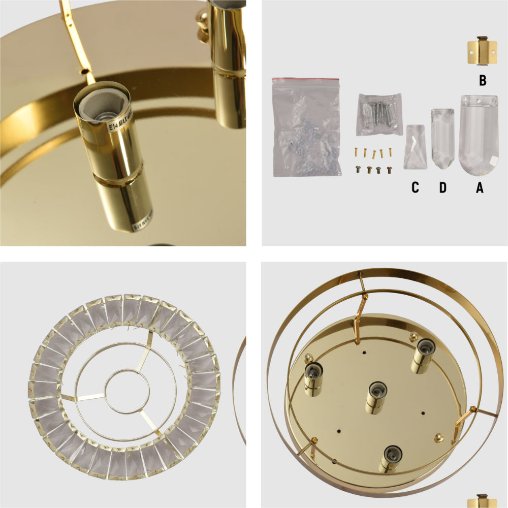 Details of Flush Ring Crystal Deluxe Chandelier Ceiling Light | TEKLED 159-18070