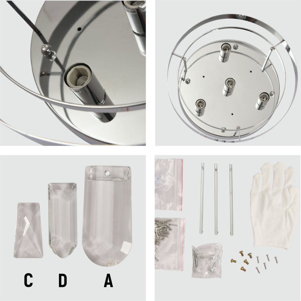 Details of Flush Ring Crystal Deluxe Chandelier Ceiling Light | TEKLED 159-18073