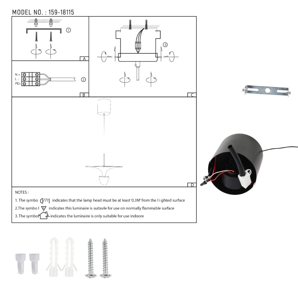 User manual for fountain pendant light