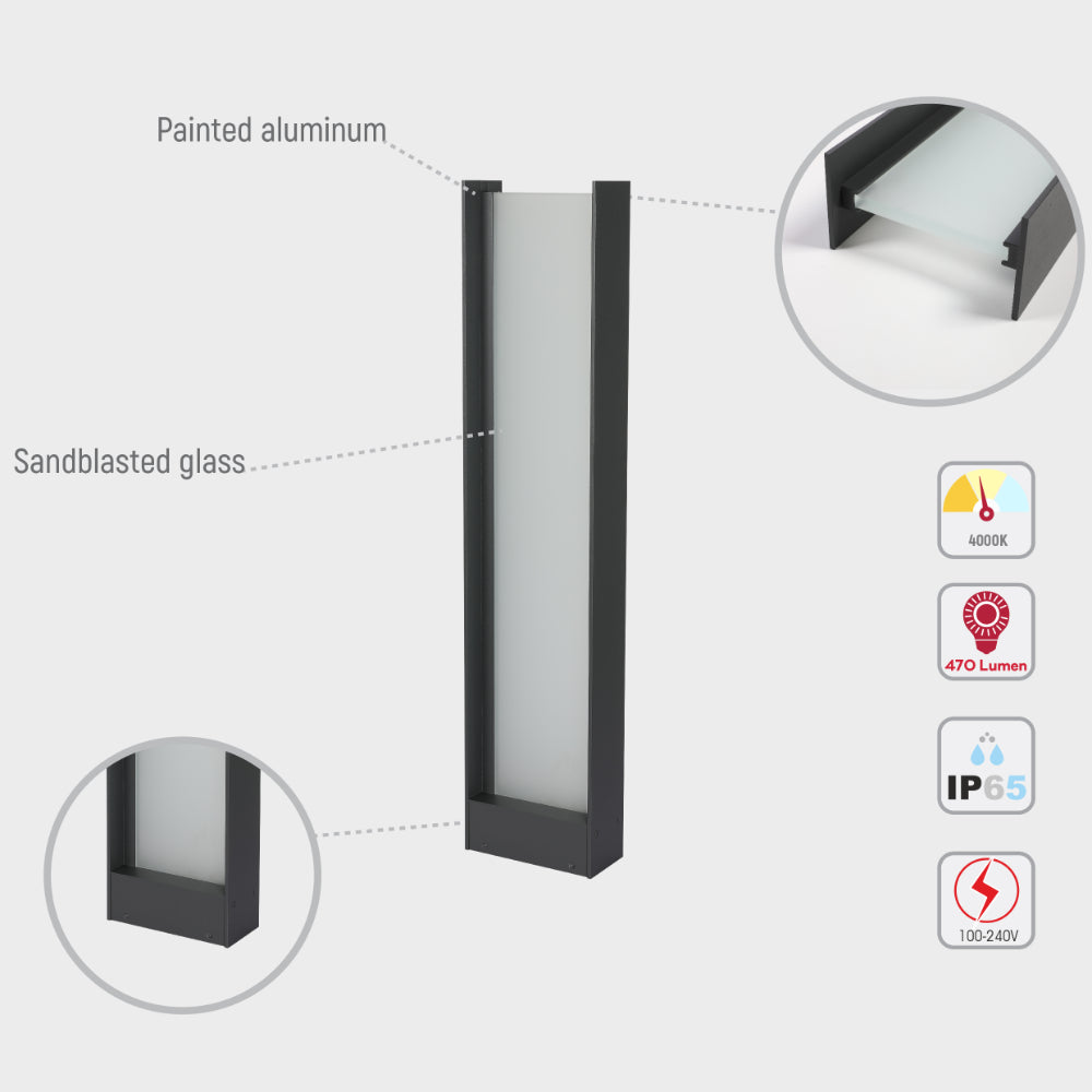 Frammed LED Outdoor Pathway Bollard Lawn Light 20W 4000K 6