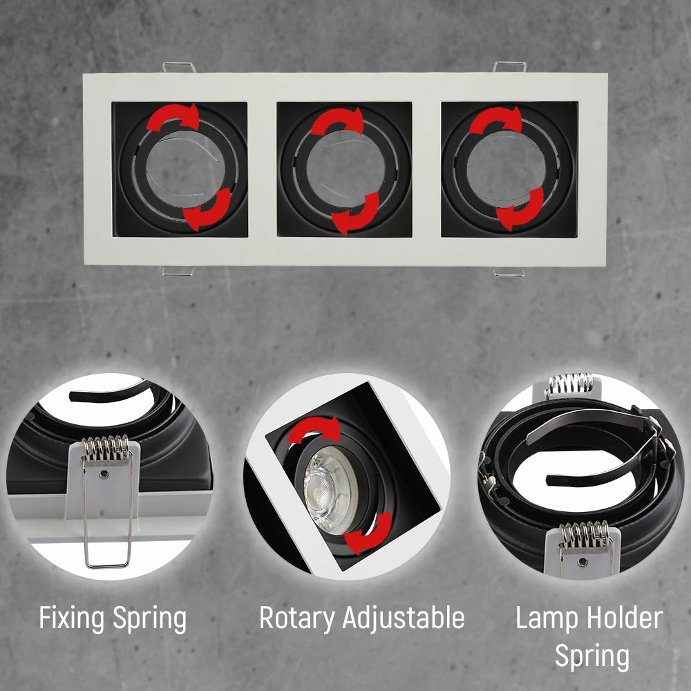 Functions of Recessed mount of grille square tilted downlight