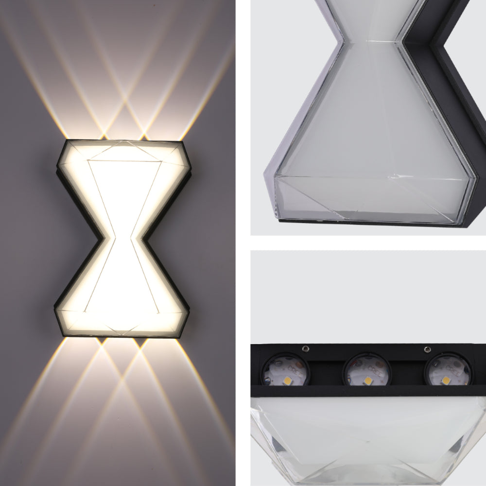 Hourglass Up Down Decorative Modern LED Wall Light Black 4000K 12W 7