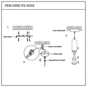 Diagram showing a ceiling light fitting and how it's attached to the ceiling. Item code: 172-03312.
