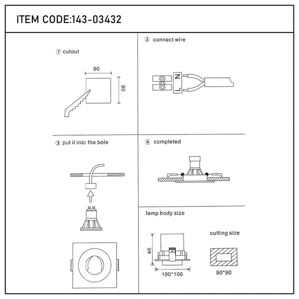 User manual for Glare Guard Fixed Recessed GU10 Downlight-143-03432