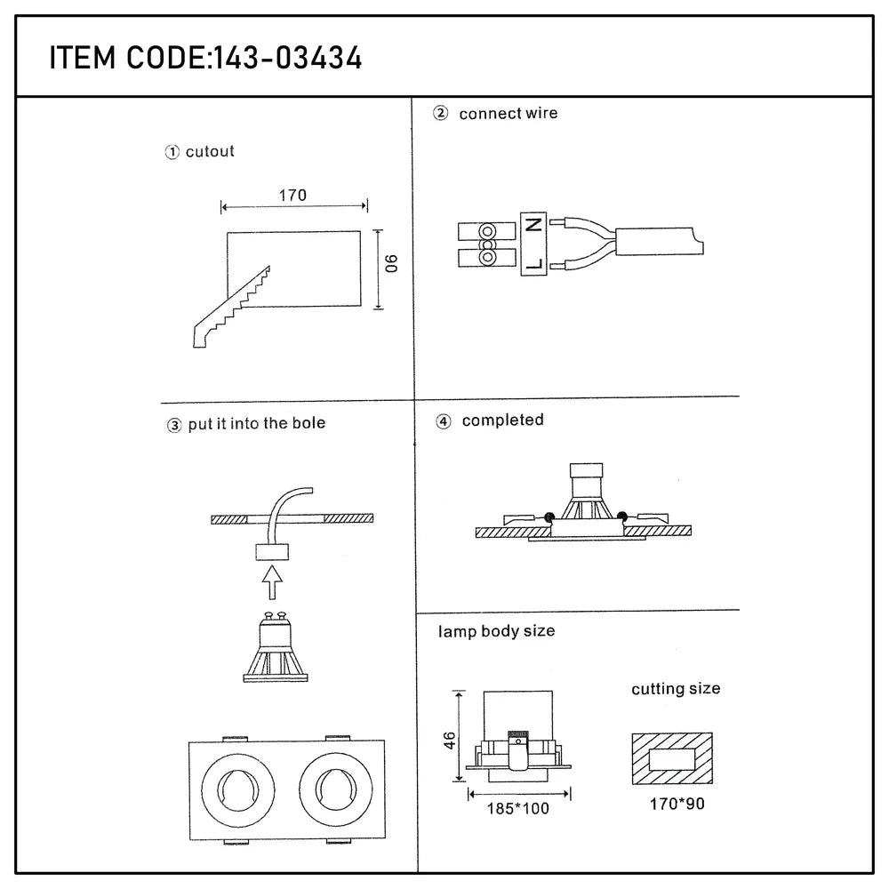 User manual for Glare Guard Fixed Recessed GU10 Downlight-143-03434