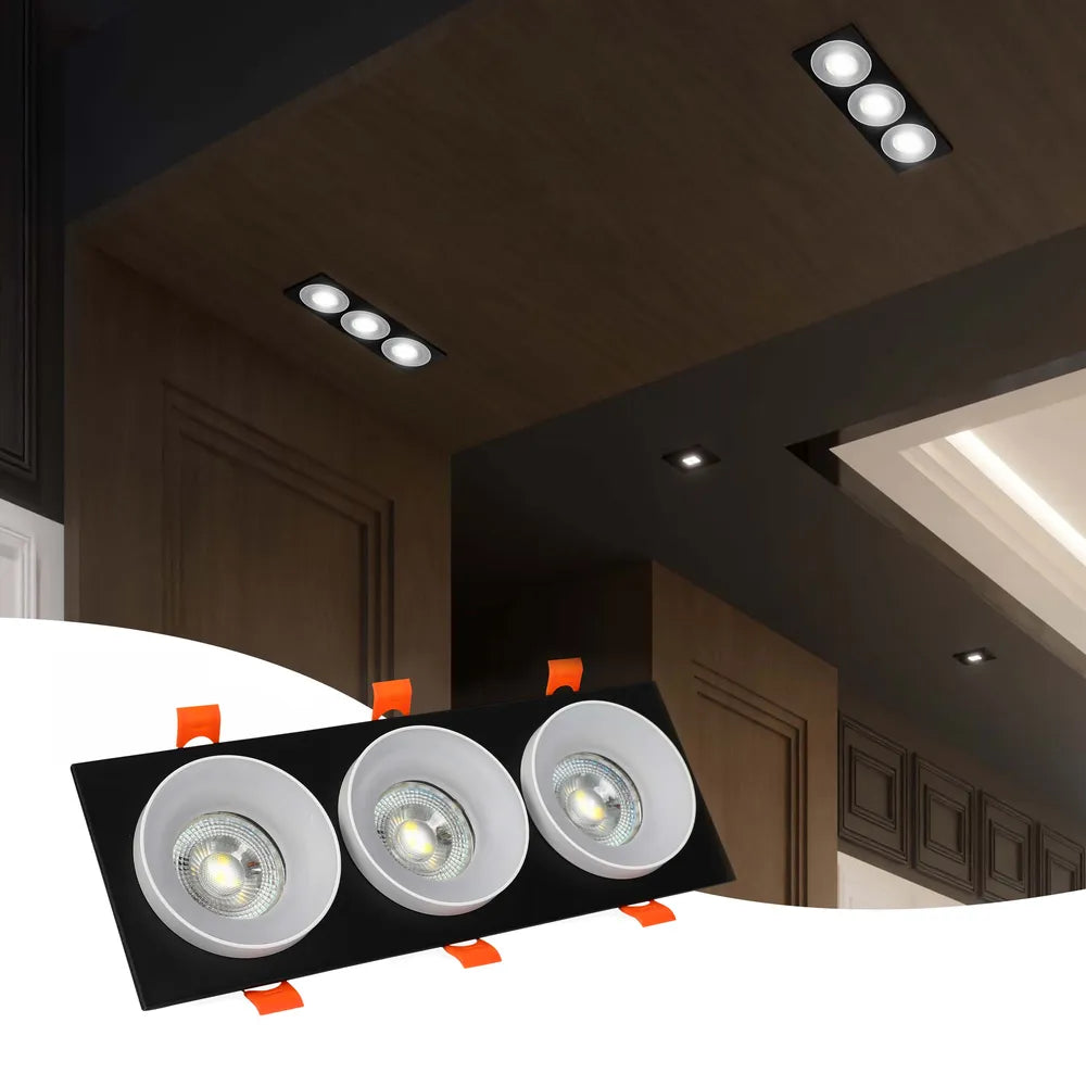 Stylish GU10 downlight fixture in a modern kitchen, enhancing contemporary decor with focused illumination and a sleek design.143-03436