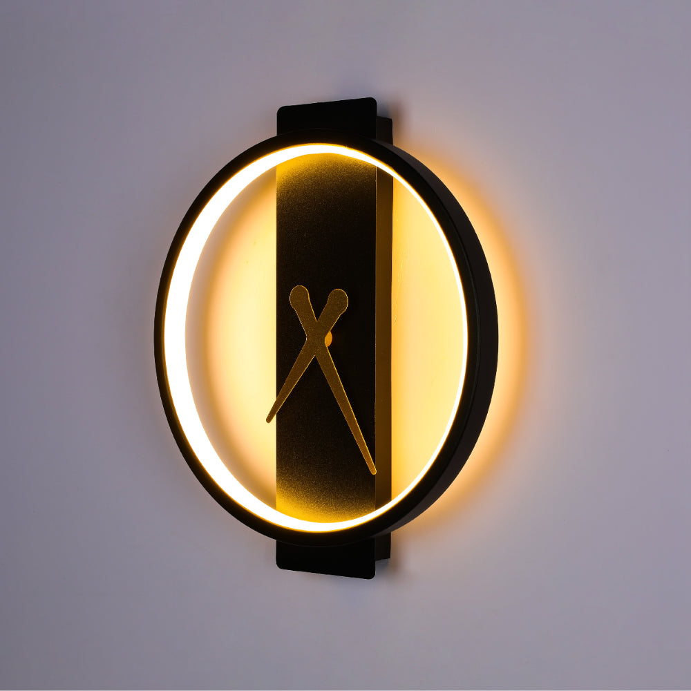 Glowing Sundial LED Wall Sconce Light Black 3000K 18W 3