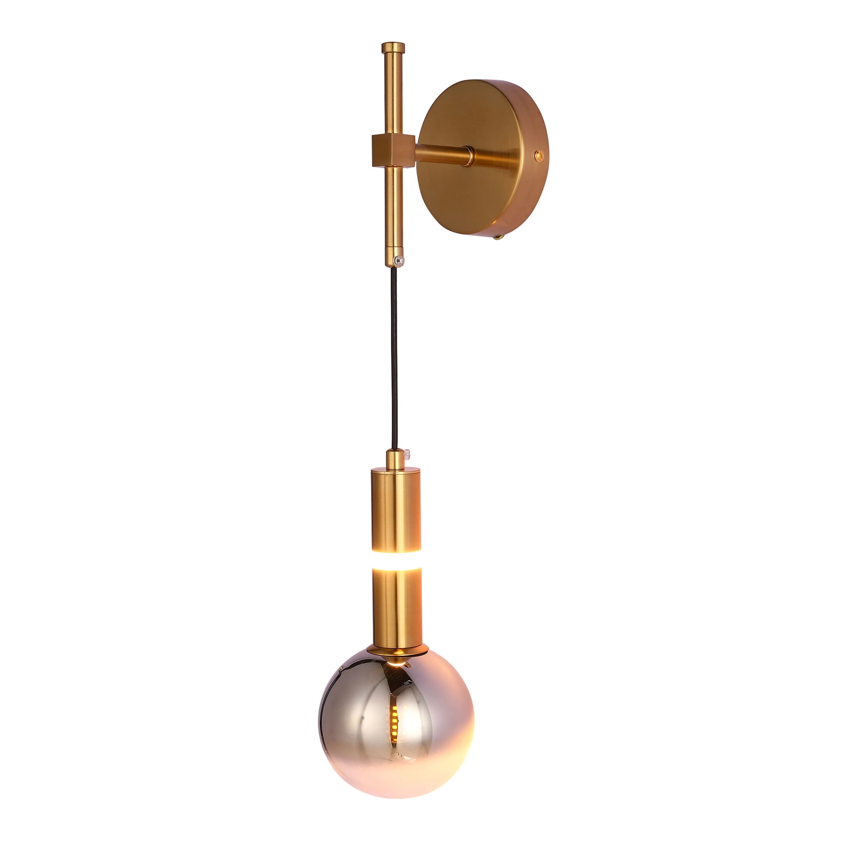 Gold Wall Mounted Adjustable Glass Globe Pendant Light