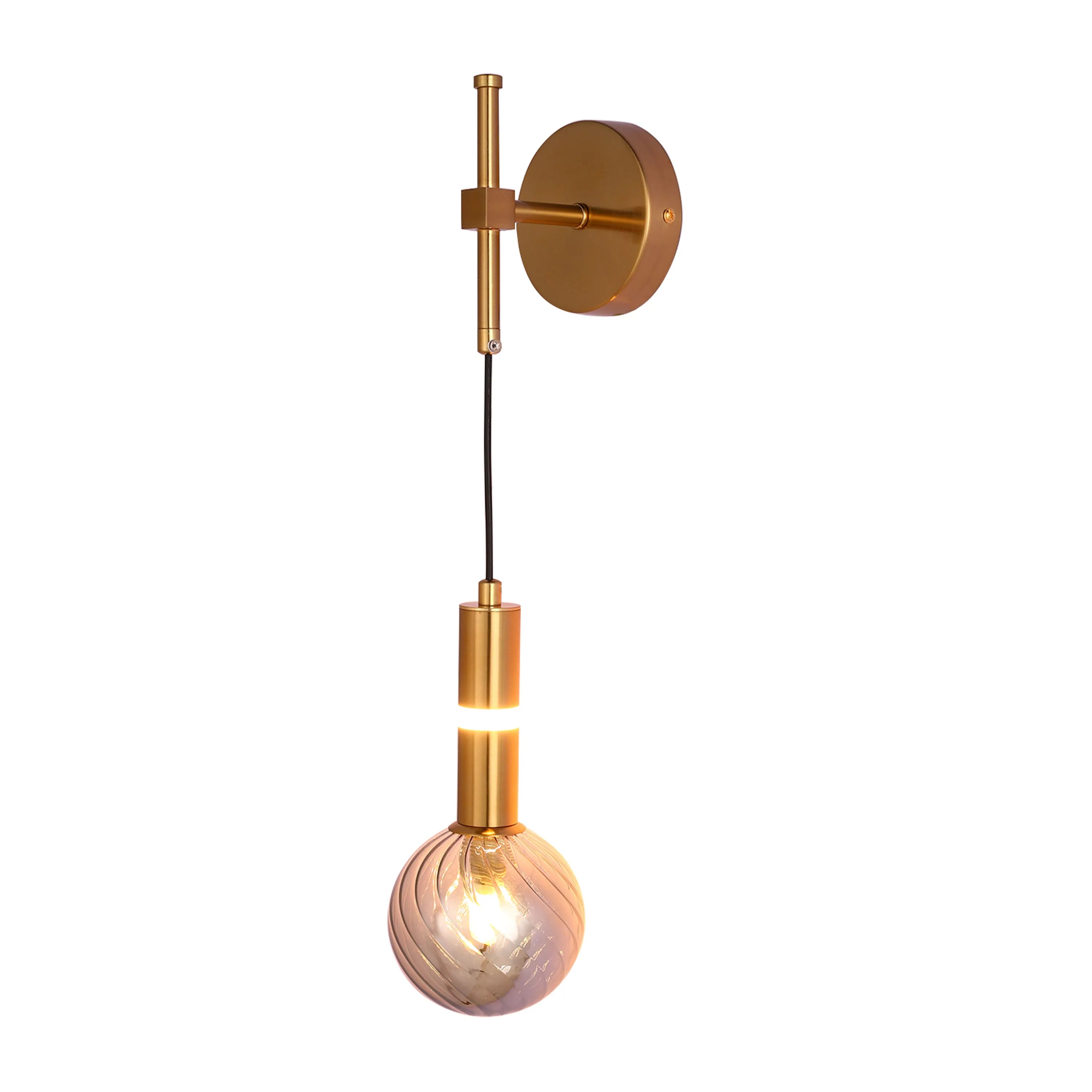 Gold Wall Mounted Adjustable Glass Globe Pendant Light