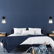 Black finish Simple Elegance Sconce Clear Glass Funnel Globe Wall Light in bedroom as bedside lamps at both sides