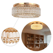 A stunning gold and crystal flush mount ceiling light, perfect for adding a touch of glamour to any room.