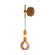 Modern wall light with gold finish, featuring a unique, glass bulb. Perfect for adding a touch of elegance to any room.