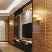 Stylish interior lighting featuring wall-mounted sconces with decorative glass shades and warm, inviting light. Modern and elegant design.