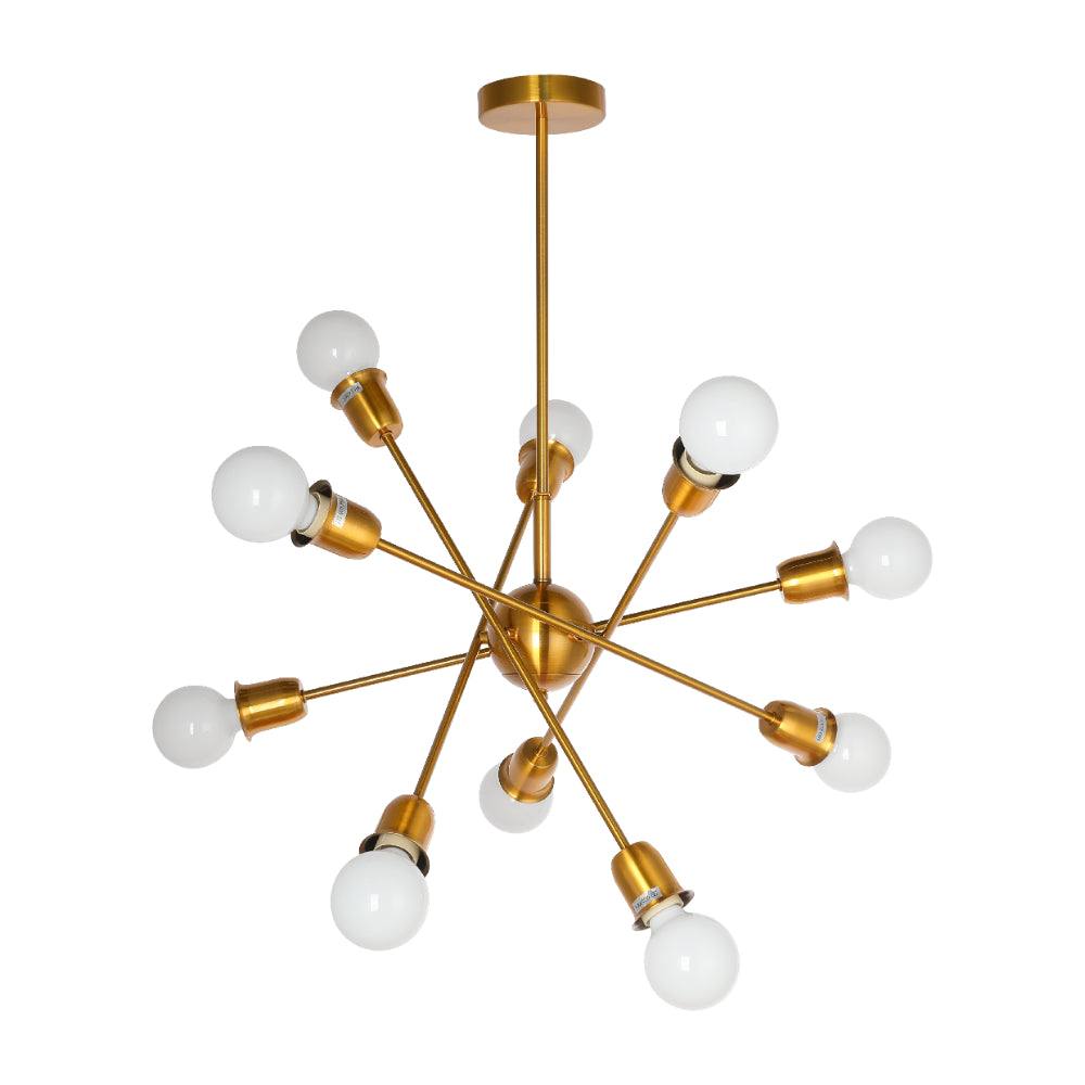 Main image of Golden Equilibrium Sphere Sputnik Chandelier | 10-Light Geometric Elegance Fixture with opal bulb | TEKLED 158-19538