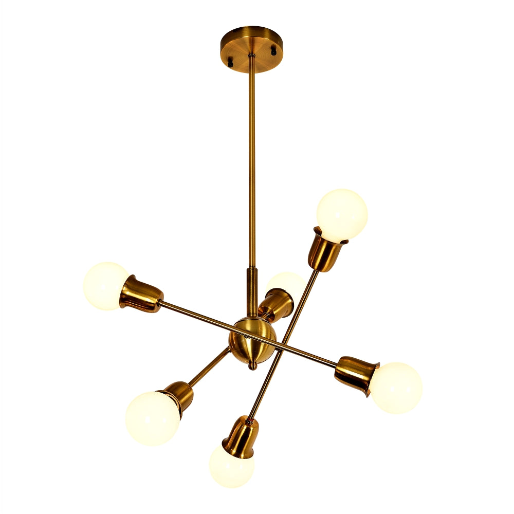 Main image of Golden Equilibrium Sphere Sputnik Chandelier | 6-Light Geometric Elegance Fixture with opal bulb | TEKLED 158-19536