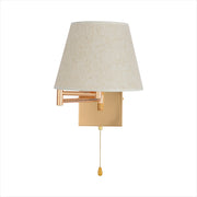 Main image of Golden Metal Swing Arm Flaxen Frustum Wall Light with E27 Fitting turn off