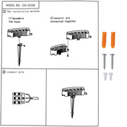 Diagram showing two installation methods for lighting units, plus wires and mounting hardware.