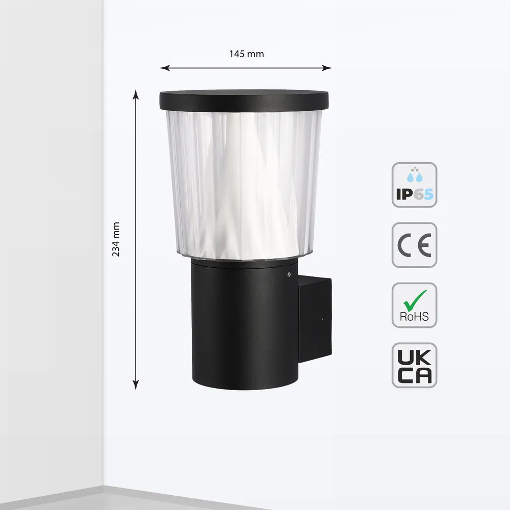 Size and technical specs of the HaloGlow LED Wall Lantern – Warm White 12W-183-03474