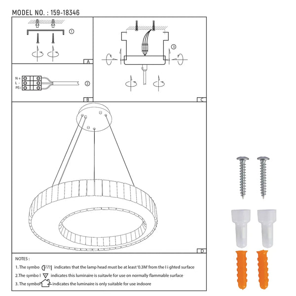 User manual for Helix Crystal LED Chandelier with Dimpled Chrome Finish 80W-159-18346