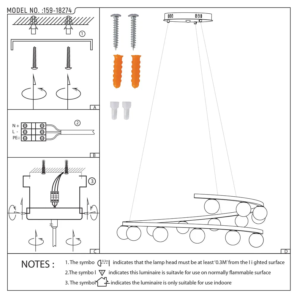 User manual for Helix Glow Pendant Chandelier-159-18274