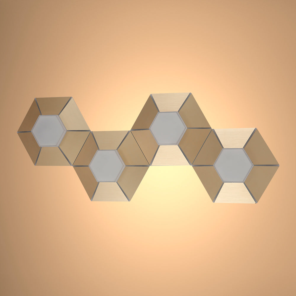 Honeycomb Gold Opal Contemporary Modern Wall Light 4000K Natural Cool White 3