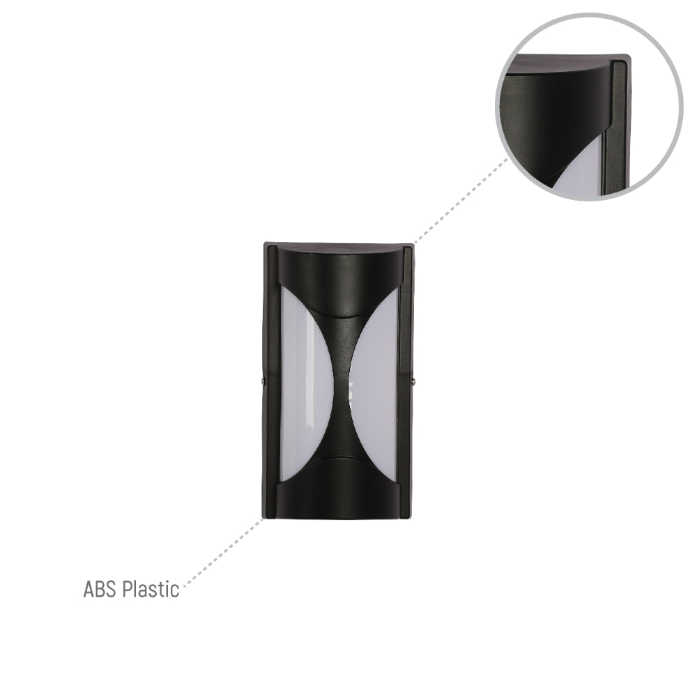 Hourglass Black Plastic LED Outdoor Wall Light 15W Cool Daylight