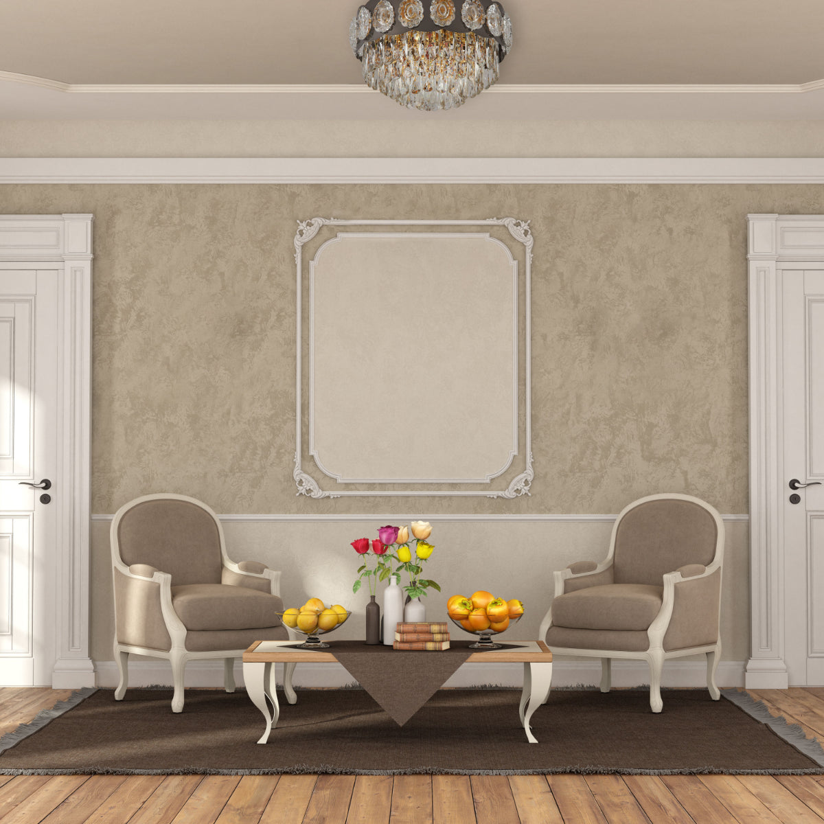 Indoor setting living room, kitchen, bedroom Luxury Clear Crystal Flush Modern Ceiling Chandelier Light Gold | TEKLED 159-18007