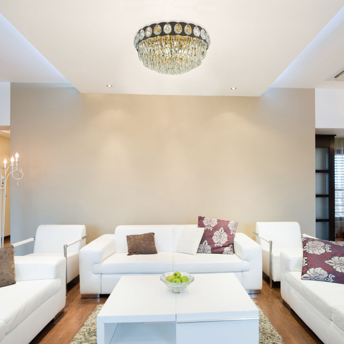 Interior use of Luxury Clear Crystal Flush Modern Ceiling Chandelier Light Gold | TEKLED  159-18009