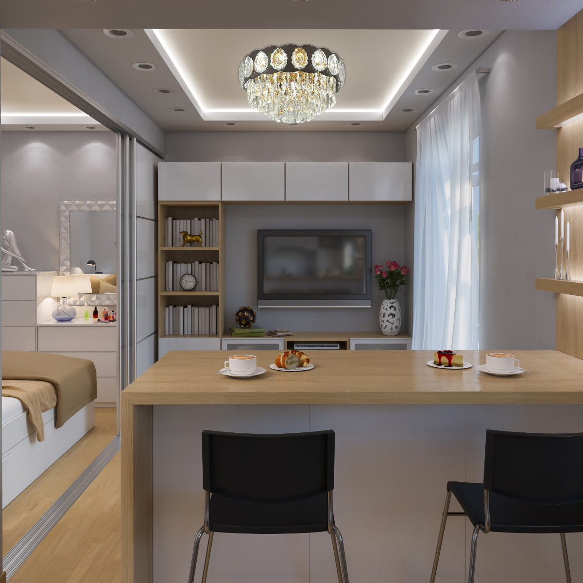 Interior use of Luxury Clear Crystal Flush Modern Ceiling Chandelier Light Gold | TEKLED 159-18007