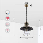 Vintage-style pendant light with an E27 fitting. Perfect for creating a warm and inviting atmosphere in any room.