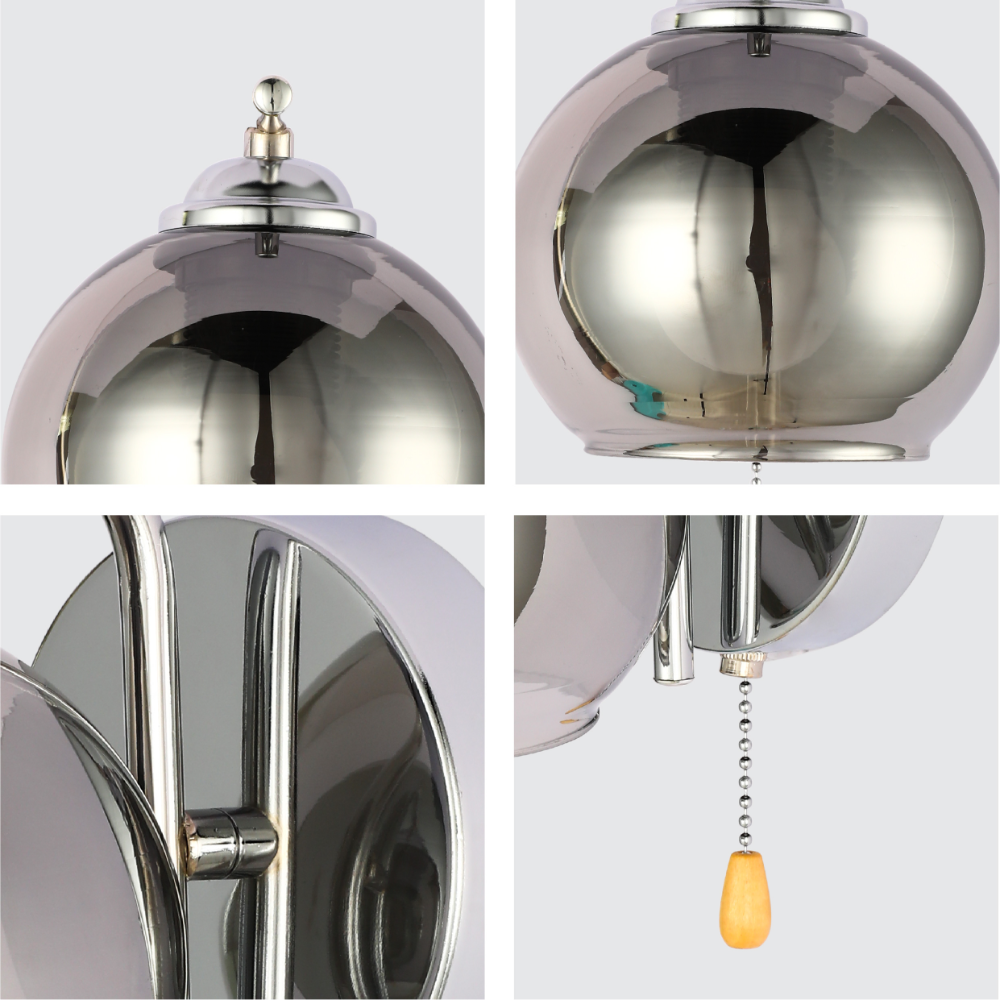 L-Shape Dome Glass Wall Light E27 with Pull Down Switch 10