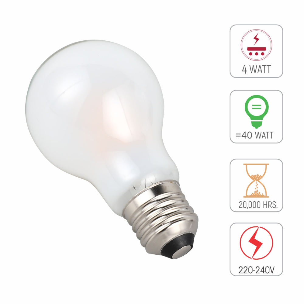 LED Bulb A60 GLS E27 Frosted Glass Pack of 4