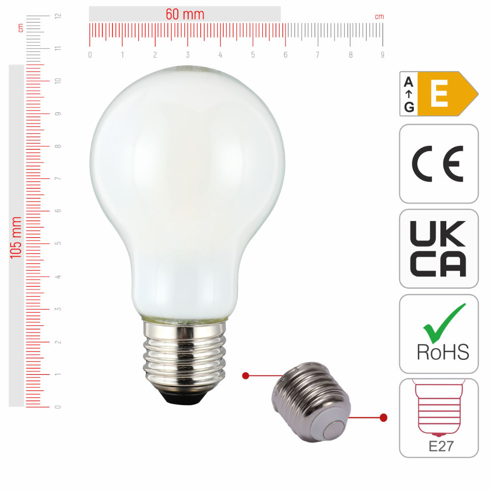 LED Bulb A60 GLS E27 Frosted Glass Pack of 4