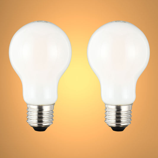 2 pack of a60 gls milky glass 6.5w warm white 2700k  led bulbs