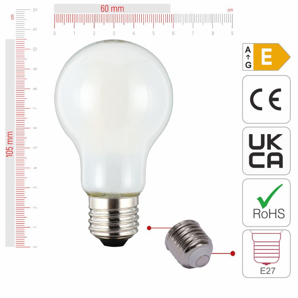 LED Bulb Dimmable A60 GLS E27 6.5W Frosted Glass Pack of 2 4