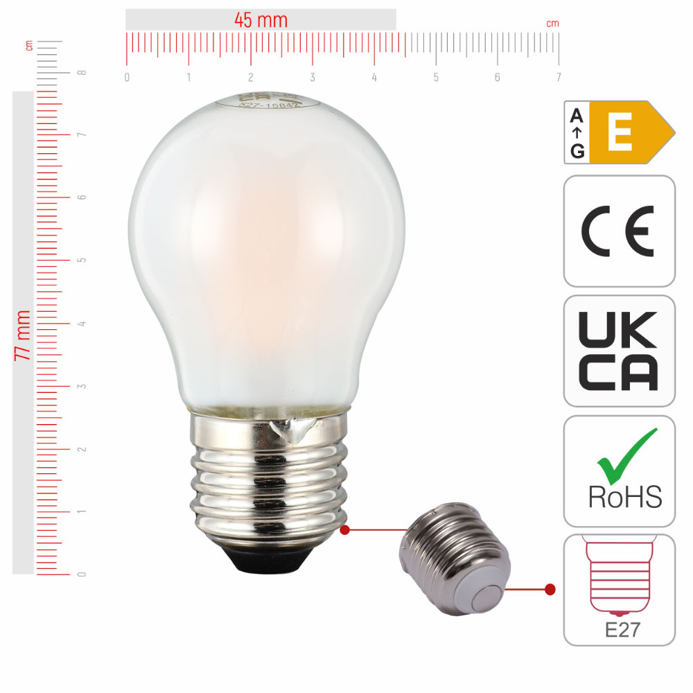 LED Bulb Dimmable Golf Ball E27 4W 2700K Frosted Glass Pack of 4