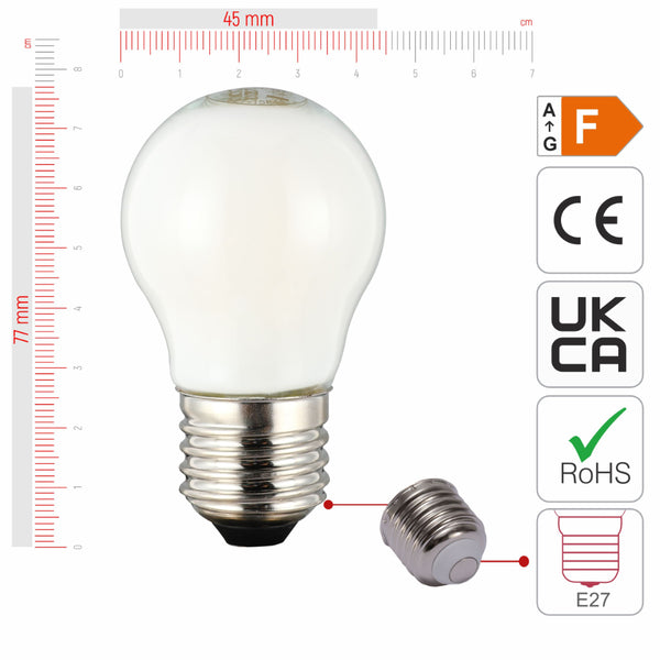 Size of Pack of 4 Dimmable Golf Ball E27 4W 4000K Milky Glass  LED Bulb