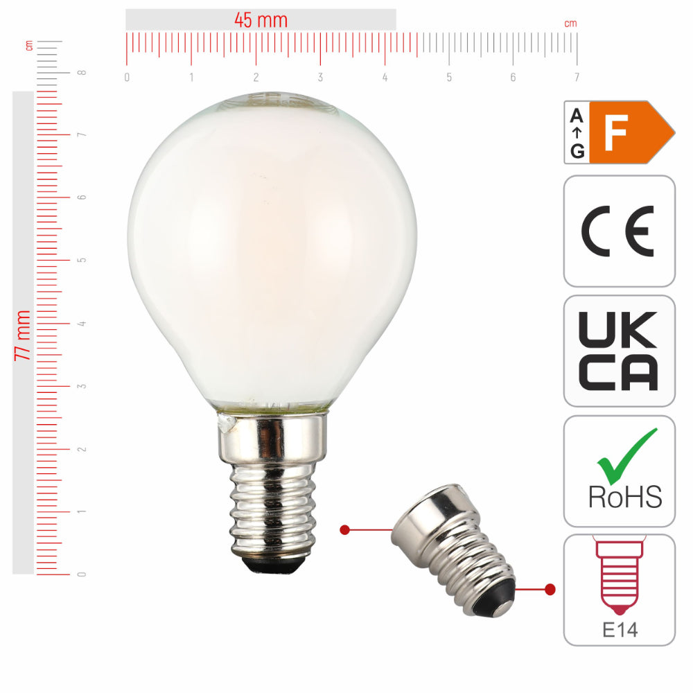 LED Bulb Dimmable P45 E14 4W 2700K Milky Glass Pack of 4