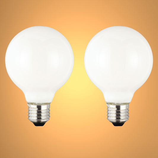 LED Bulb Globe G80 E27 6.5W 2700K Milky Glass Pack of 2 1