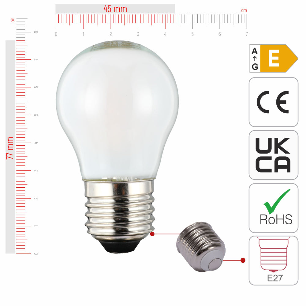 LED Bulb Golf Ball E27 2W 2700K Frosted Glass Pack of 4
