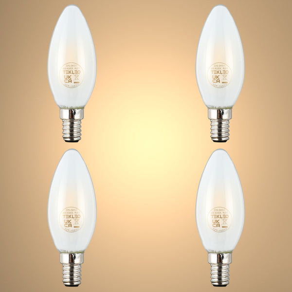 LED Candle Bulb Dimmable E14 4W Frosted Glass Pack of 4 2