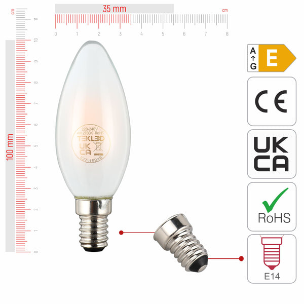 LED Candle Bulb Dimmable E14 4W Frosted Glass Pack of 4 3