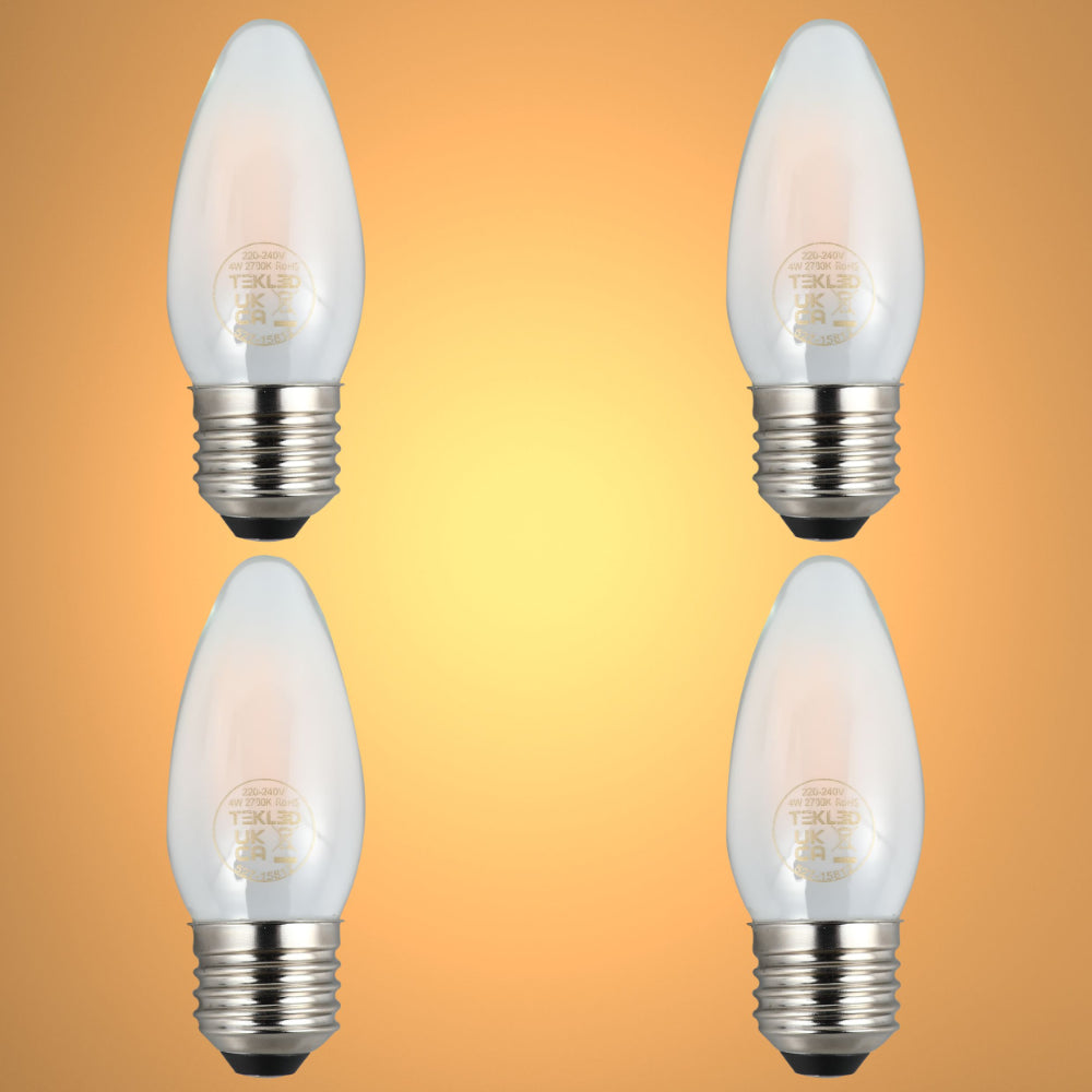 LED Candle Bulb Dimmable E27 4W 2700K Frosted Glass Pack of 4