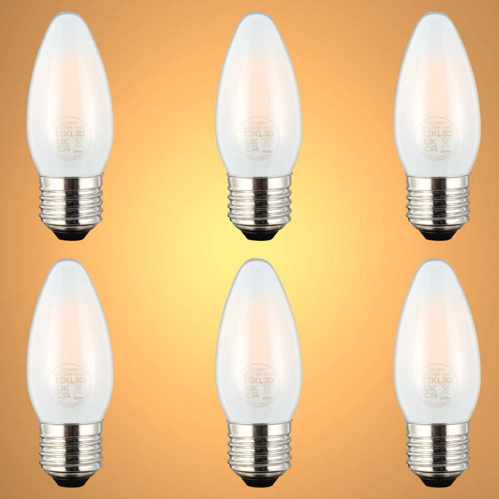 LED Candle Bulb E27 4W 2700K Frosted Glass Pack of 6