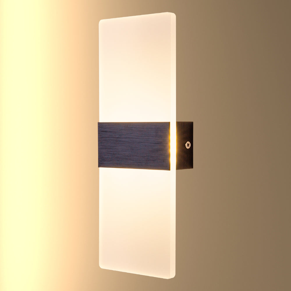 LED Dark Wood Metal Acrylic Wall Light 4W Cool White 4000K 1