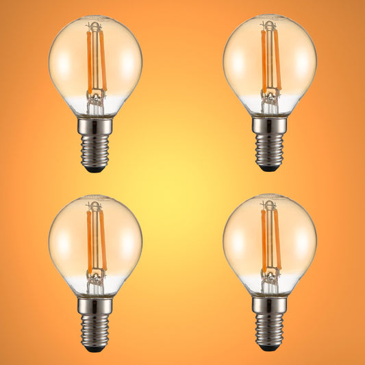 LED Dimmable Filament P45 Golf Ball Bulb E14 Small Edison Screw 4W Pack of 4 Warm White 8